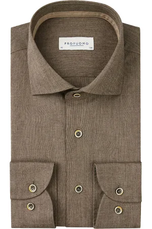 Profuomo Overhemd slim fit gemêleerd katoen