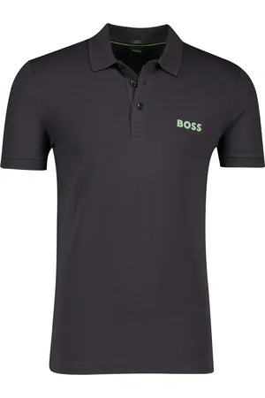 HUGO BOSS BOSS polo slim fit donkergrijs katoen Paule 3-knoops