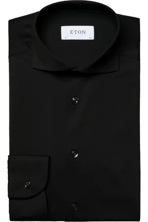 Eton Zwarte Four-way stretch overhemd slim fit