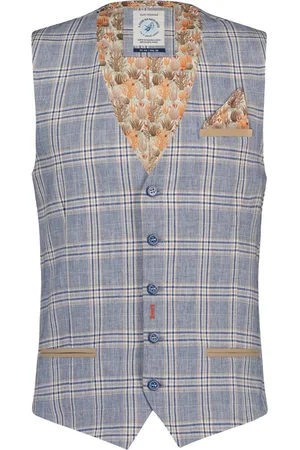 A fish named fred Gilet geruit slim fit katoen