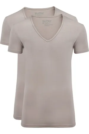 Slater T-shirt effen katoen 2-pack