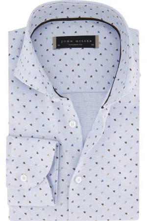 john miller Overhemd Tailored Fit mouwlengte 7 bruin geprint