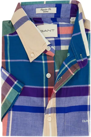 GANT Overhemd korte mouw normale fit multicolor geruit