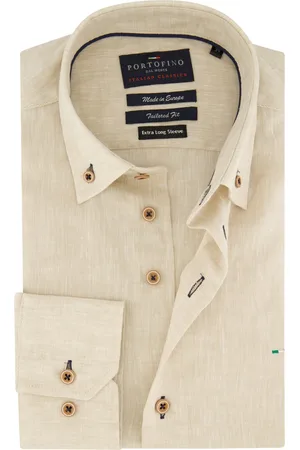 Portofino Casual overhemd mouwlengte 7 normale fit effen