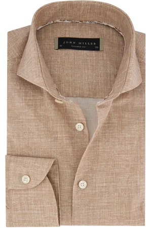 john miller Overhemd Tailored Fit mouwlengte 7 gemêleerd katoen