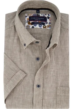 Casa Moda Linnen casual overhemd korte mouw wijde fit uni
