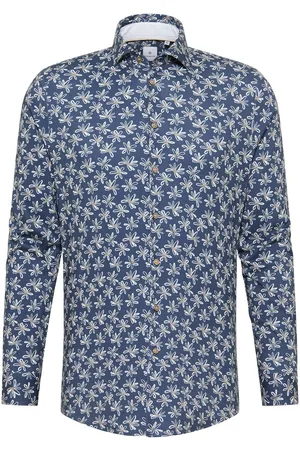 Blue Industry Casual overhemd slim fit en witte bloemen print