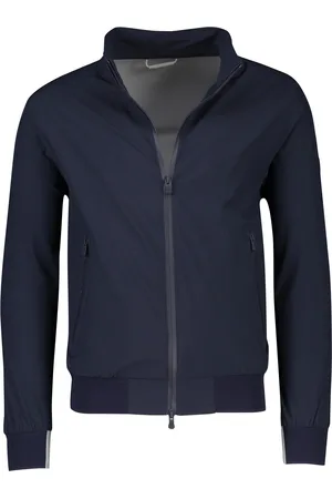 PEOPLE OF SHIBUYA Zomerjas marineblauw effen rits normale fit