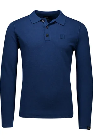 Butcher of Blue Polo lange mouw bla