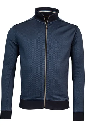 Baileys Vest rits effen katoen donkerblauwe details