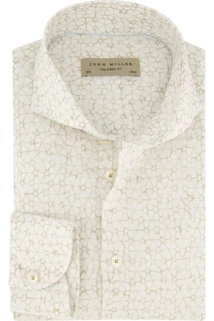 john miller Geprint overhemd linnen Tailored Fit