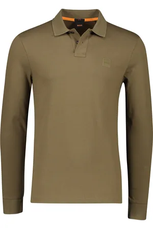 HUGO BOSS Katoenen BOSS polo slim fit bruin 2-knoops