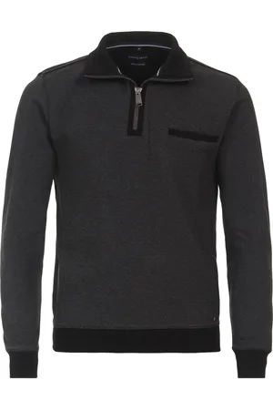 Casa Moda Trui half zip gemêleerd katoen borstzak