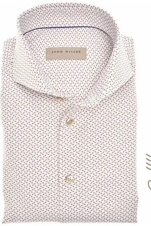 john miller Business overhemd Slim Fit beige geprint cut away