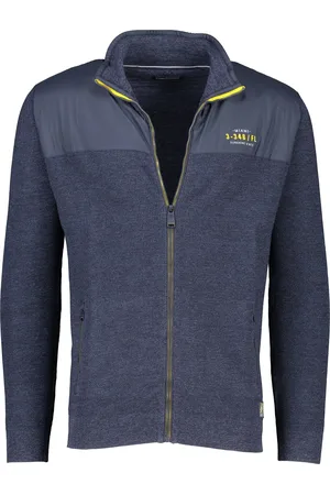 Casa Moda Vest opstaande kraag rits geprint katoen met logo