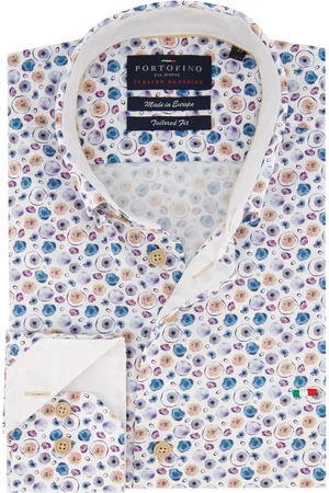 Portofino Casual overhemd tailored fit geprint katoen button-down