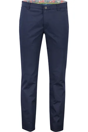 Meyer Pantalon blauw effen katoen