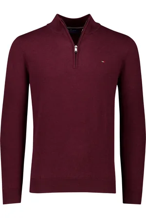 Portofino Half zip rood katoen gemeleerd