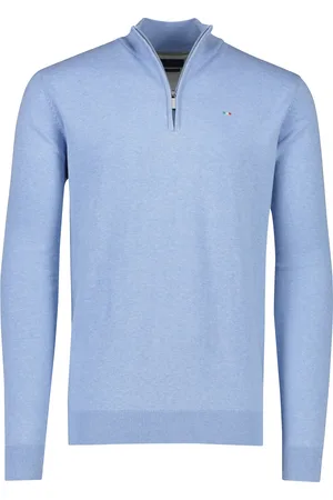 Portofino Sweater half zip effen katoen extra lang