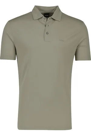 HUGO BOSS Press 55 BOSS black polo normale fit lichtbruin 3-knoops