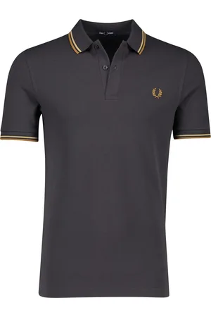 Fred Perry Polo normale fit donkergrijs effen katoen