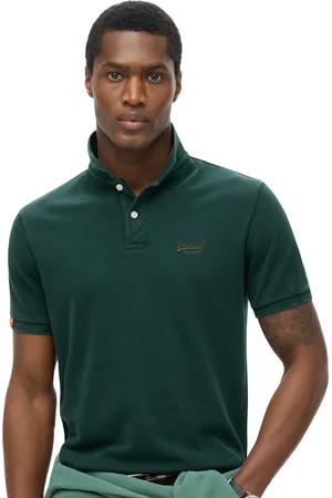 Superdry Polo donkergroen pique 2-knoops