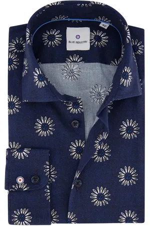 Blue Industry Casual overhemd slim fit bloemen print katoen