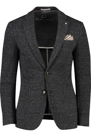 Born with Appetite Colbert antraciet katoen slim fit