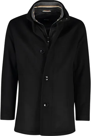 HUGO BOSS Boss winterjas Coxtan effen rits + knoop wol