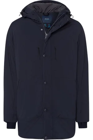 Pierre Cardin Winterjas marine blauw effen rits + knoop normale fit