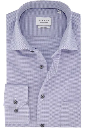 ETERNA Strijkvrij overhemd donkerblauw patroon