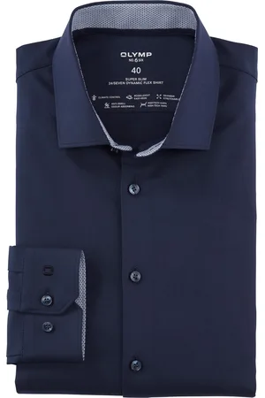 Olymp Overhemd super slim fit navy uni katoen