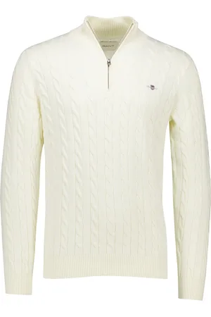 GANT Trui beige half zip kabel