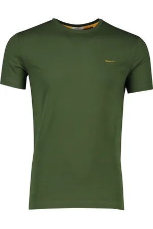 GANT T-shirt donkergroen effen katoen slim fit