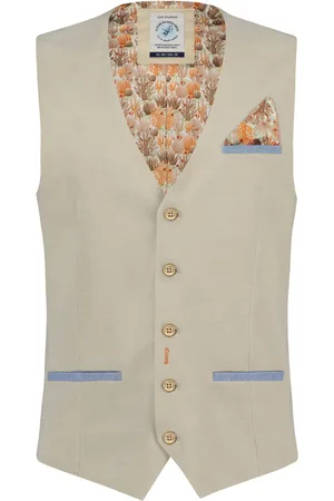 A fish named fred Gilet effen katoen slim fit