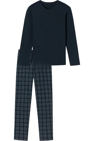 Schiesser Fine Interlock pyjama navy met print 100% katoen