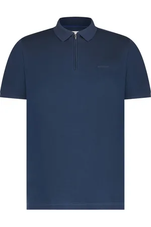 State of art Polo met rits wijde fit effen katoen