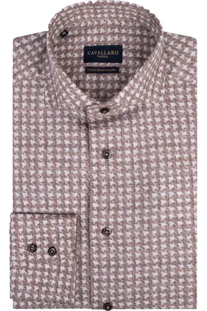 Cavallaro Napoli Overhemd mouwlengte 7 slim fit geprint wide spread