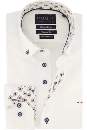 Portofino Casual overhemd mouwlengte 7 spierwit effen
