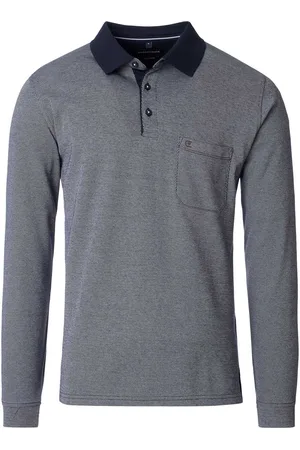 Casa Moda Polo lange mouw met borstzak