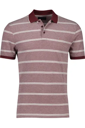 Portofino Polo normale fit bruin gestreept katoen 3 knoops