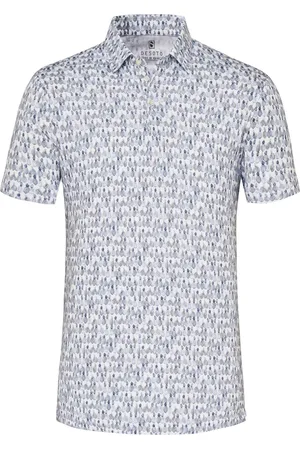 DESOTO Polo slim fit grijs geprint ananas katoen