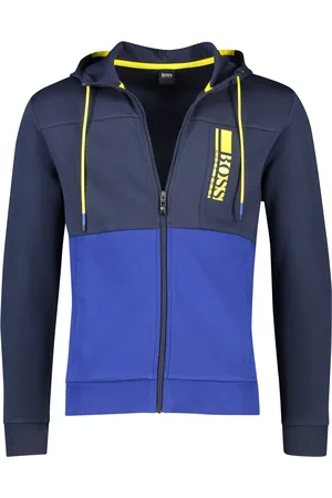 HUGO BOSS Hoodie rits effen katoen, stretch