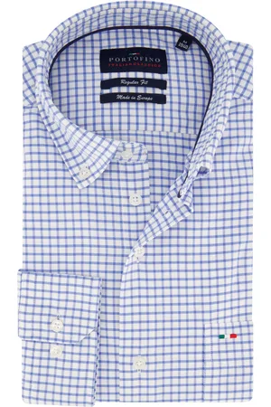 Portofino Casual overhemd Regular Fit wijde fit geruit katoen
