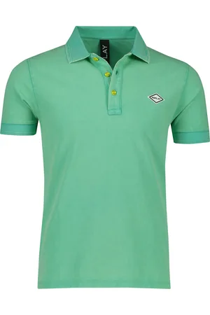 Replay Groene polo normale fit effen 100% katoen