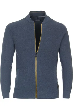 Casa Moda Vest ronde hals rits effen katoen