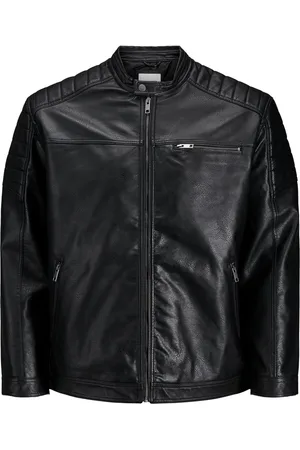 Jack&amp;jones Zwarte winterjas effen rits knoop wijde fit