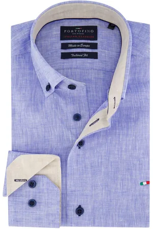 Portofino Casual overhemd tailored fit effen linnen