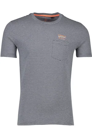 New Zealand Katoenen Kyler t-shirt navy borstzak gestreept