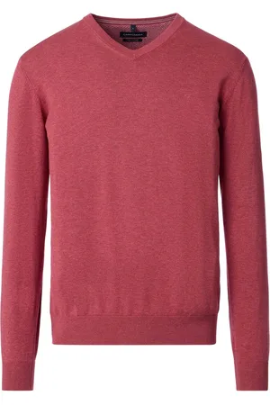 Casa Moda Effen rode trui v-hals katoen wijde fit